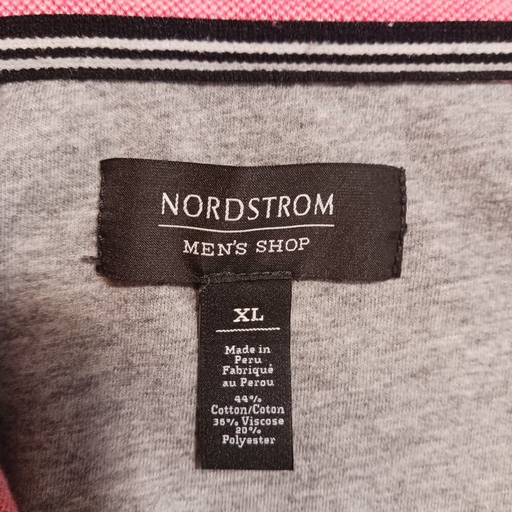 Nordstrom Men's Shop, Coral Red Woven Pullover, Size XL, Long Sleeve 1/4 Zip - Picture 2 of 16